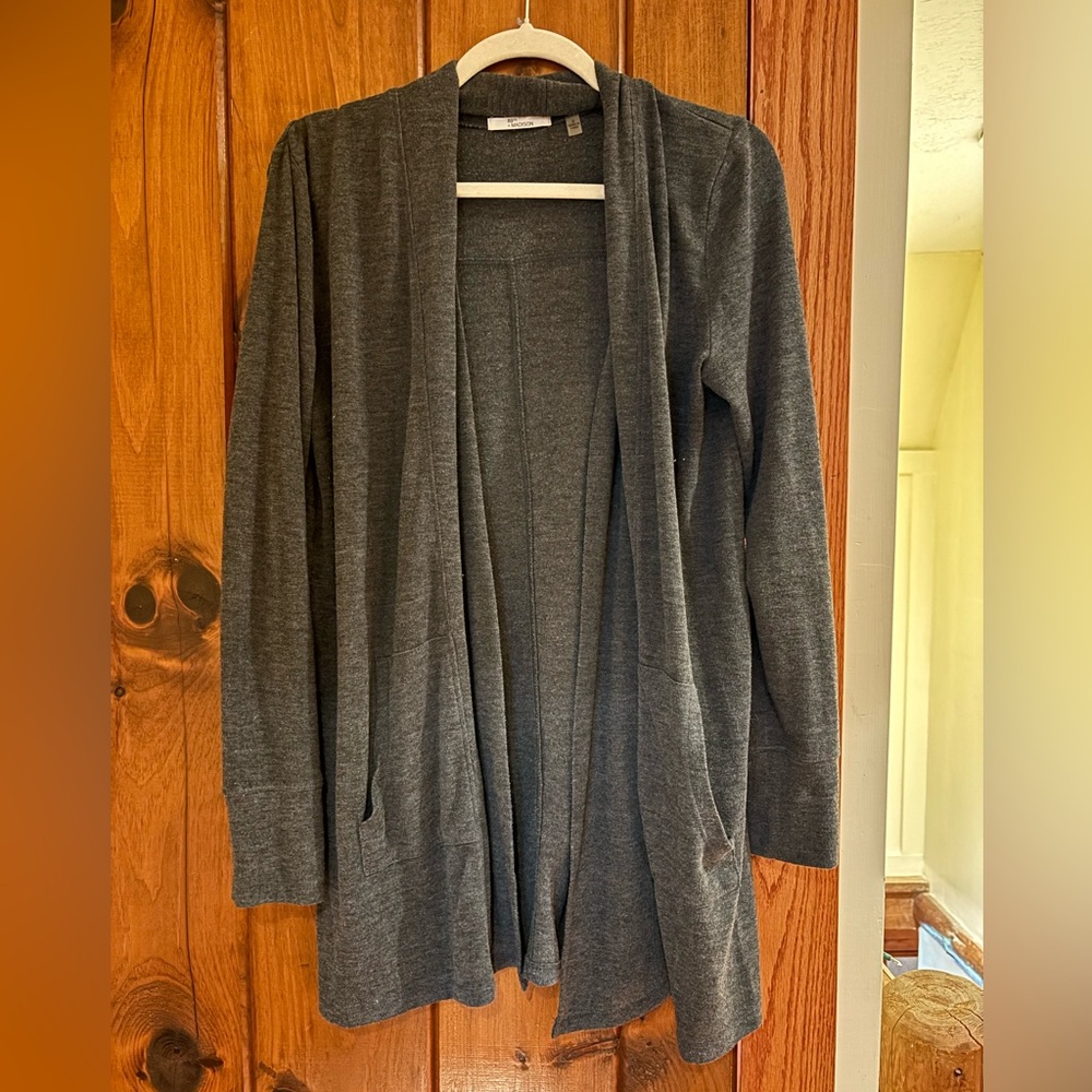 89th & Madison Charcoal Open Front Cardigan